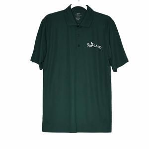 UltraClub Dark Green Polo Shirt Spa Land Staff Uniform Buttons Short Sleeve Sz M